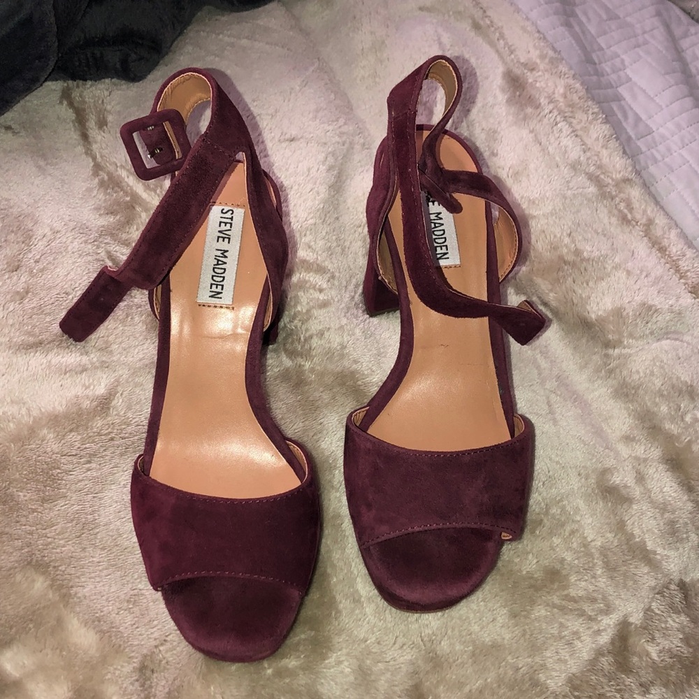 Burgundy Steve Madden suede platforms
